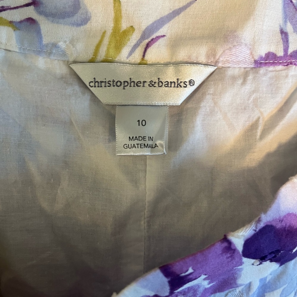 Christopher & Banks Purple and Green Floral Lined A-Line Cotton Skirt Size 10‎ - Picture 2 of 5
